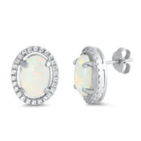  Silver Opal  Stud Earrings