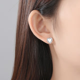 925 Sterling Silver Heart Shape Women's Halo Cubic Zirconia Earring