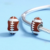 Sport Collection  925 Sterling Silver American Football Sport Ball Charm Beads Fit Charm Bracelet  Jewelry