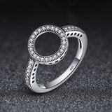 S925 Sterling Silver Halo City Ring Oxidized Zircon Ring