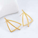 Silver Wire Weave Earrings Geometric Gold Plating Triangle Shape Earrings