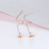 18K Gold Cross-Border Hot Sale Long Chain Rose Dangle Drop Earrings Women's Boutique