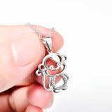 Cute Animal Monkey Necklace 925 Sterling Silver Jewelry For Girls For Gifts