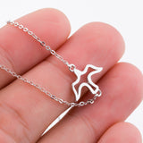 Birds Hollow Engraved Necklace Chain Silver Design Necklace