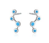 Lab Blue Turquoise Molecule Earrings 925 Sterling Silver Trendy Jewelry