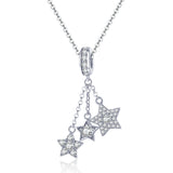 S925 sterling silver zirconia brilliant star dangle charms