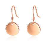2cm Disc Dangle Earrings Rose Gold Plated 925 Sterling Silver Plain Disc Jewelry