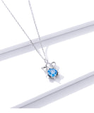 925 Sterling Silver Cute Elephant With Blue Heart Pendant Necklace Fashion Jewelry For Women