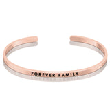 Message Engraved Bangle Opening Forever Family Silver Bangle