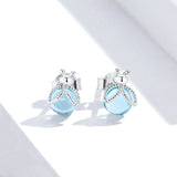 925 Sterling Silver Beautiful Insect Fireflies Stud Earring Precious Jewelry For Women
