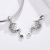 S925 sterling silver Oxidized zirconia Moon&Star  dangles charms