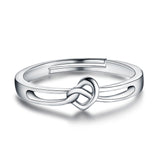 Heart Knot Adjustable Size Rings for Man and Woman Silver Jewelry