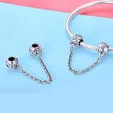 S925 Sterling Silver Zirconia Small Cute Safety Chain Charms