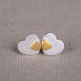 Rhodium with gold plating earrings heart design wholesale jewelry