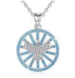 Unique Sea Blue Pendant AAA Blue CZ Angel Wings Necklace