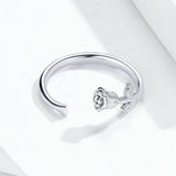 Thorns and Rose Open Adjustable Finger Rings for Women 3D Flower Ring Band 925 Sterling Silver Jewelry