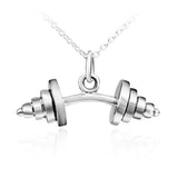 dumbbell pendant silver athlete healthy male like necklace
