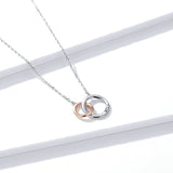 Double Circle Chain Necklace for Women Rose Gold Color 925 Sterling Silver Miss & Love Wedding Fine Jewelry