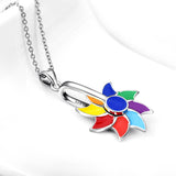 Colored windmill spin necklace colorful enamel jewelry necklace