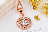 Double-Circle Hollow Zircon Necklace Elegant Lady Necklace Rose Gold Plated Necklace