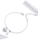 925 Sterling Silver Beautiful Shell and Pearl Charm Chain Bracelets Precious Jewelry For Women