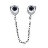 Bowknot Safety Chain Charms Beads For Bracelet Design 925 Sterling Silver