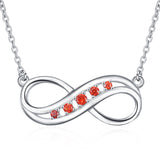 Red Cubic Zirconia Infinite Necklace Gemstone Silver Necklace Women's