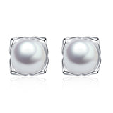 Square Pearl Earrings Engaged Married Bride Bridesmaid Jewelry