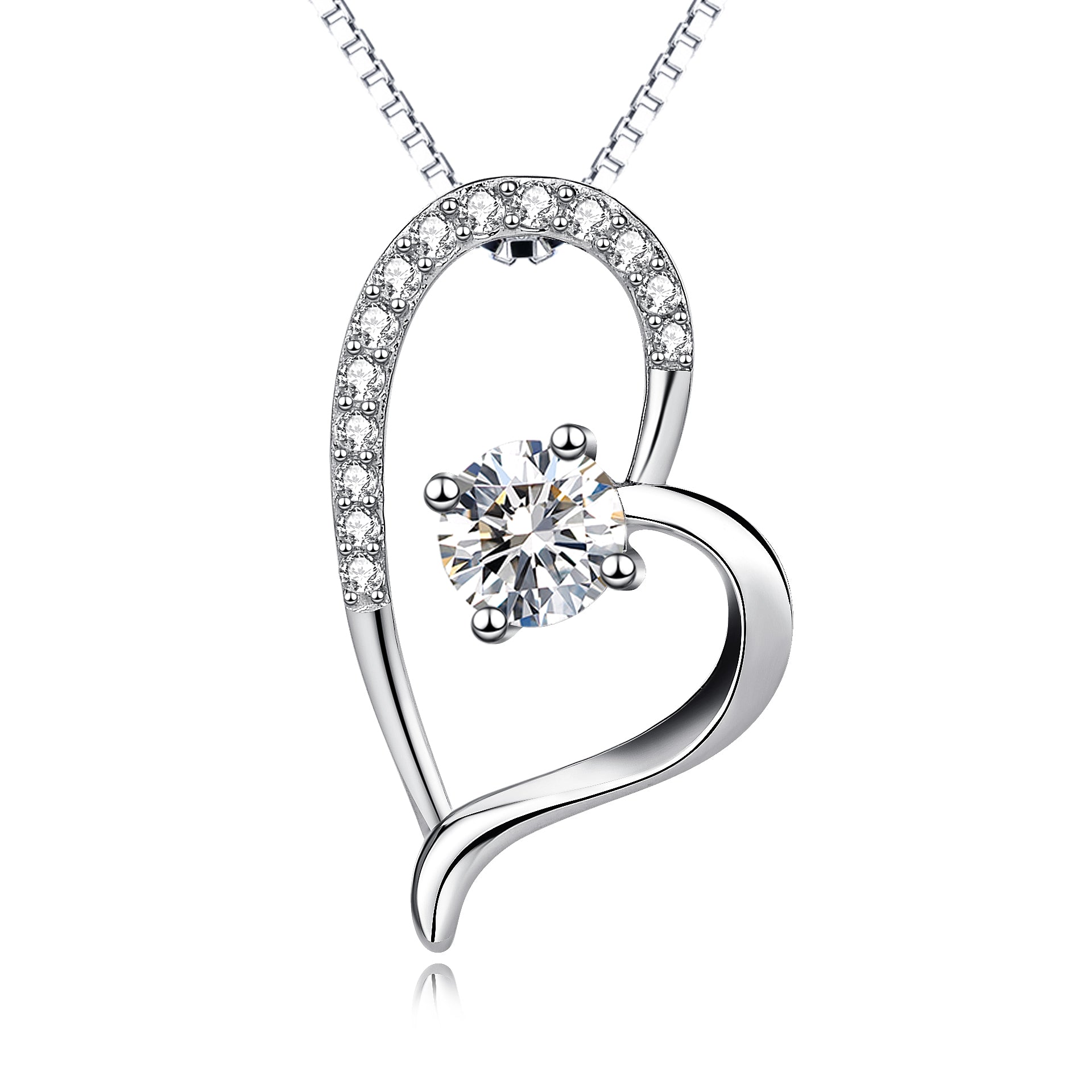 AAA Cubic Zirconia Heart Necklace Fashion Solid 925 Sterling Silver Jewelry Producer,