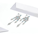 Bohemia Dream Catcher Hanging Dangle Earrings for Women Summer Feather Drop Earings 925 Sterling Silver Jewelry