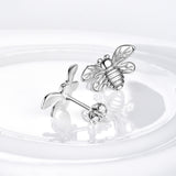Bee Stud Earring Rhodium Plating Small Cute Design Animal Earrings