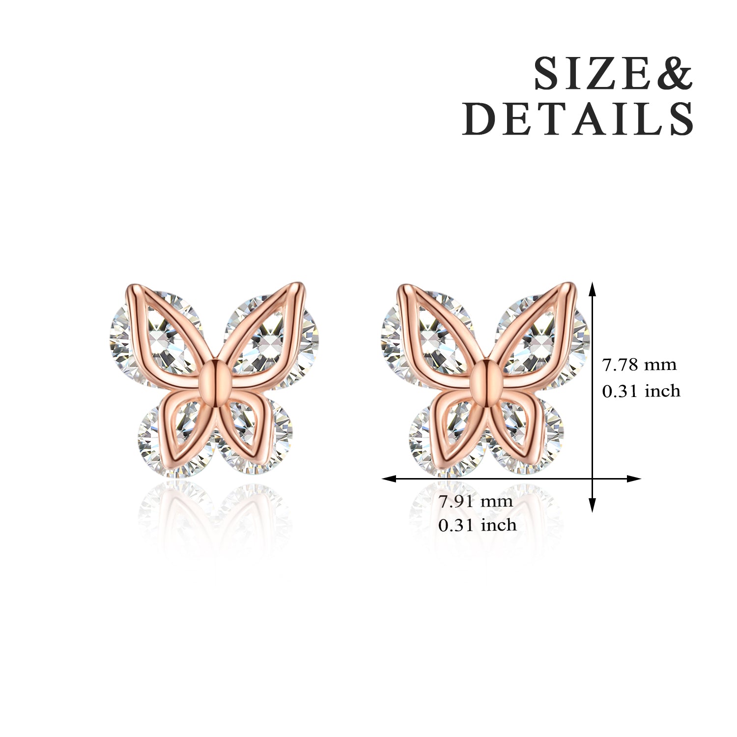 Rose Gold Plating Butterfly Earrings With Beautiful Gemstone Earrings