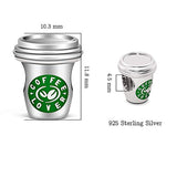 Coffee Cup Charm Bead 925 Sterling Silver