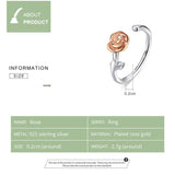 3D Vivid Rose Flower Open Adjustable Finger Rings for Women Real 925 Sterling Silver Free Size Korean Jewelry