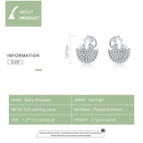925 Sterling Silver Jewelry Dazzling CZ Paved Baby Dinosaur in Eggs Stud Earrings for Women Statement Jewelry