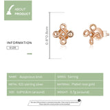 925 Sterling Silver Jewelry Rose Gold Color Auspicious Knot Stud Earrings for Women Anti-allergy Jewelry