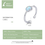 925 Sterling Silver Opal Stone Cat Rings for Women Adjustable Open Finger Band Fine Jewelry Korean Style Anel