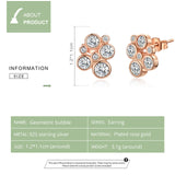Clear CZ Bubble Stud Earrings for Women Rose Gold Color 925 Sterling Silver Wedding Statement Jewelry
