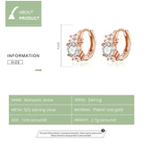 Clear CZ Statement Wedding Tiny Hoop Earrings for Women 925 Sterling Silver Rose Gold Color Luxury Jewelry