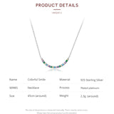 Colorful Smile Metal Choker Chain Necklace for Women 925 Sterling Silver Simple Minimalist Design Collar