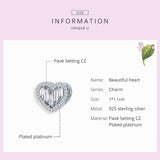 Dazzling Clear CZ Heart Charms for Original Snake Bracelet 925 Sterling Silver Jewelry Making Valentine Gifts
