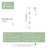 Enamel Pink Flower Long Drop Earrings for Women Sakura Cherry Blossom Dangle Chain Earing Korean Fashion Jewelry