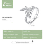Flower Elf Finger Rings for Women authentic 925 Sterling Silver CZ Wedding Statement Jewelry Accessories