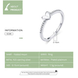 Genuine 925 Sterling Silver Clear CZ Folding Heart Finger Rings for Women Wedding Statement Jewelry