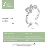 Genuine 925 Sterling Silver Rowknot Free Size Open Adjustable Finger Rings for Women Statement Wedding Jewelry