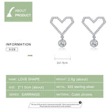 Heart Earrings for Women Sterling Silver 925 Cubic Zirconia Korean Fashion Jewelry Wedding Statement Jewelry Gifts
