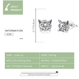 Kitty Cat Animal Stud Earrings for Women 925 Sterling Silver Anti-allergy Ear Pins Gift for Girl Fine Jewelry