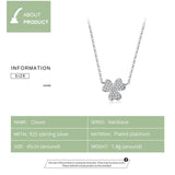 Real 925 Sterling Silver Clear CZ Paved Clover Necklace for Women Lucky Korean Style Jewelry Gift for Her