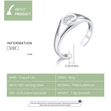 Signet Ring 925 Sterling Silver Engraved Tree Of Life Open Adjustable Finger Rings For Women