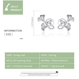 925 Sterling Silver Design Ginkgo Leaf Stud Earrings for Women Real Sterling Silver Luxury Brand Jewelry
